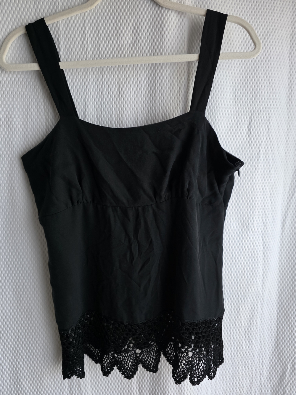 Spenser Jeremy 100% Silk Lace Trim Tank Top Camisole Black M
